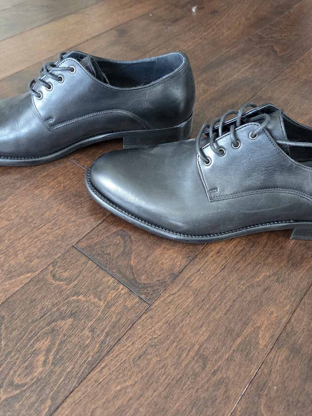 Men's Black Leather Derby Dress Shoes